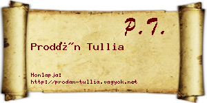 Prodán Tullia névjegykártya